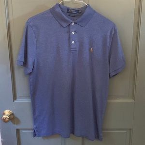 Polo Ralph Lauren golf shirt, blue, size LG, custom slim fit, 100% cotton